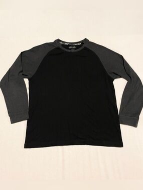 Pierre Cardin Black Body with Gray Raglan Sleeves Long-Sleeve Tee
